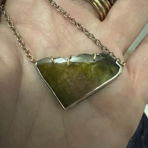 Elegant GreenYellow Tourmaline Stone Necklace
